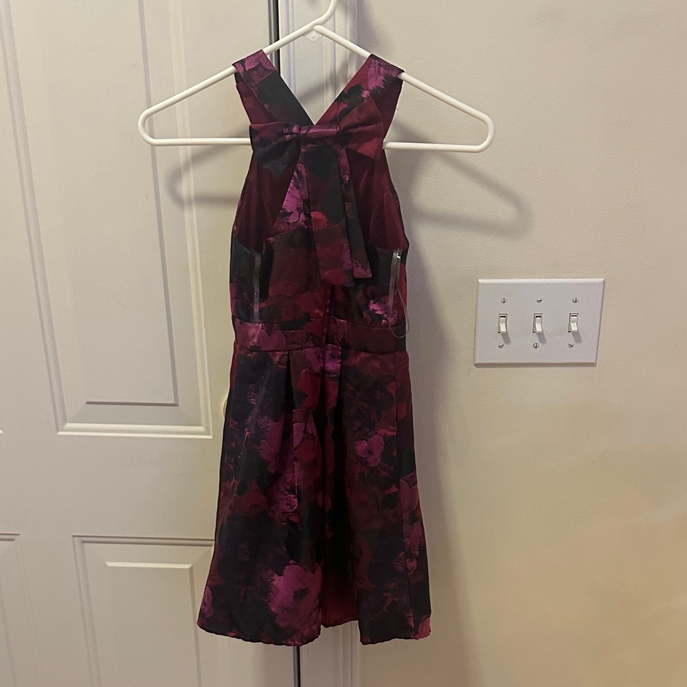 GB Girls Maroon and Black Floral Dress